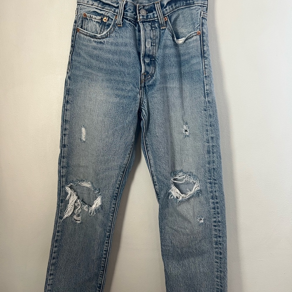 Levi’s high waisted, “wedgie” jean, distressed, size 27, denim jeans